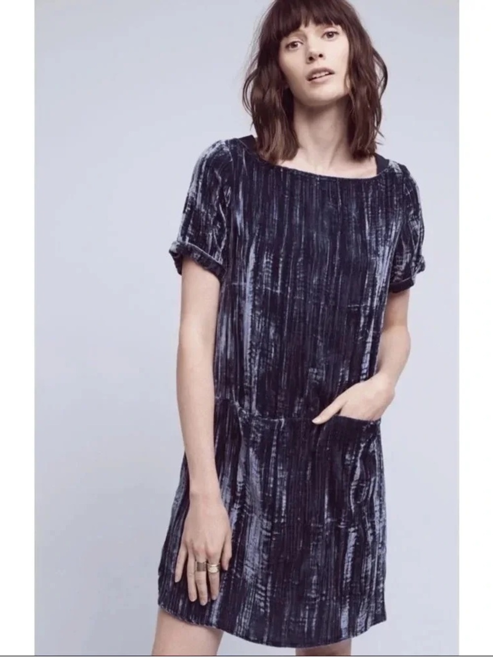 Anthropologie Floreat Crushed Velvet Pocket Mini Shift Dress XS $128
